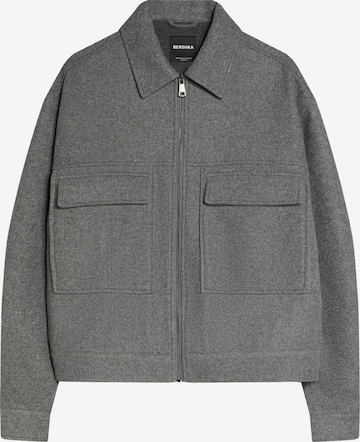 Bershka Přechodná bunda – šedá: přední strana