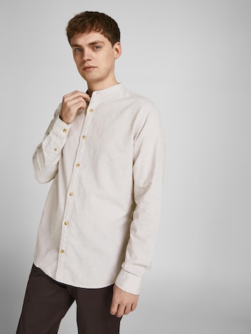 JACK & JONES Slim fit Button Up Shirt 'Summer' in Grey