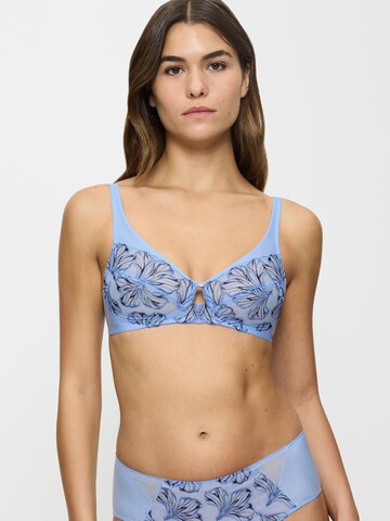TRIUMPH T-shirt BH ' Wild Iris Florale ' in Blauw: voorkant