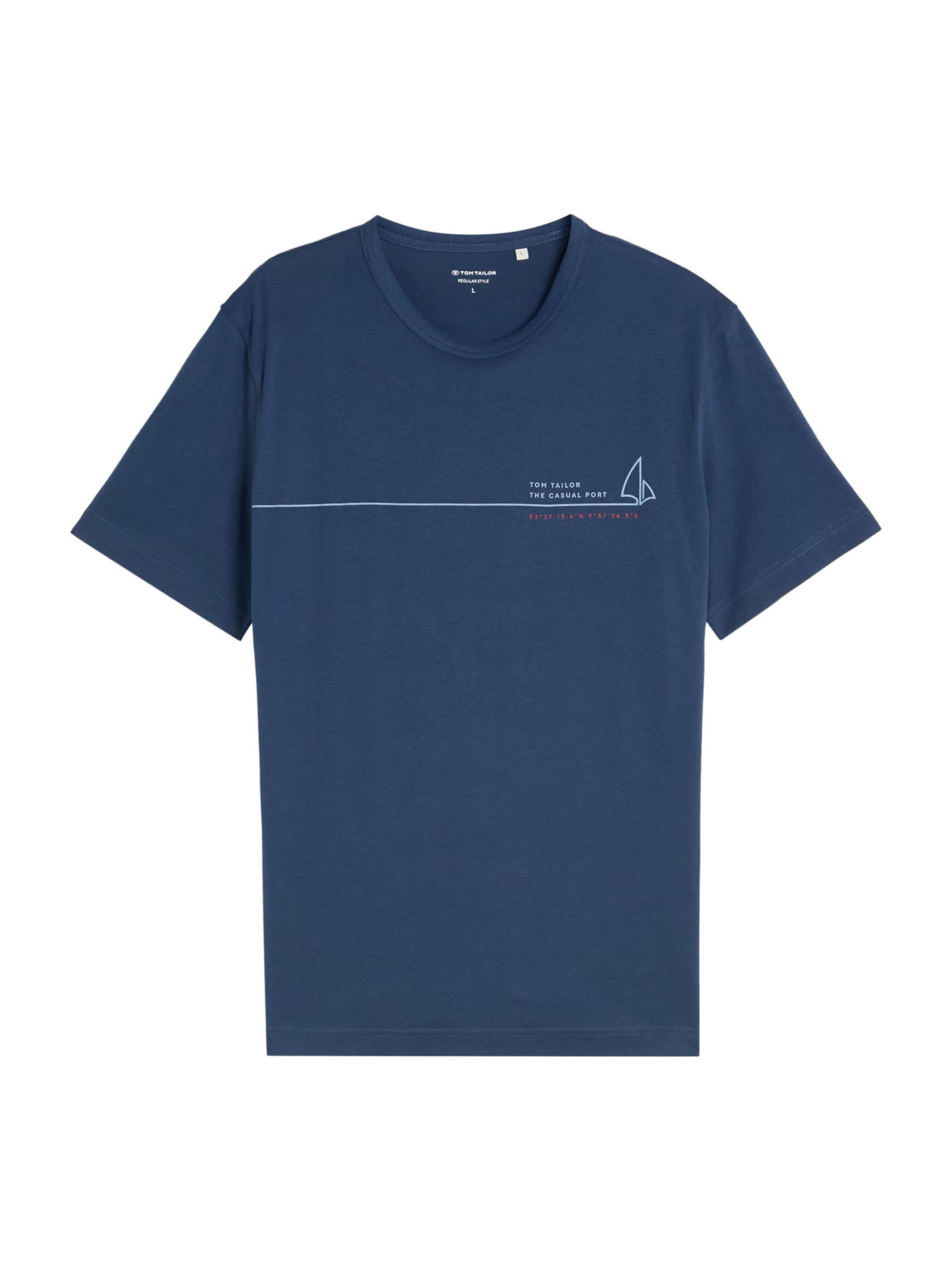 TOM TAILOR T-Shirt en S en bleu foncé / rouge / blanc, Vue avec produit