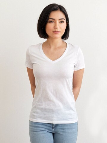 Maglietta 'Leafletic Women’s Short Sleeve V-Neck T-Shirt' di LEAFLETIC in bianco