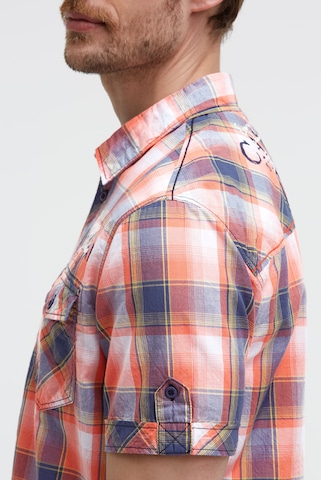 CAMP DAVID Regular Fit Karohemd Kurzarm mit Klappentaschen in Orange