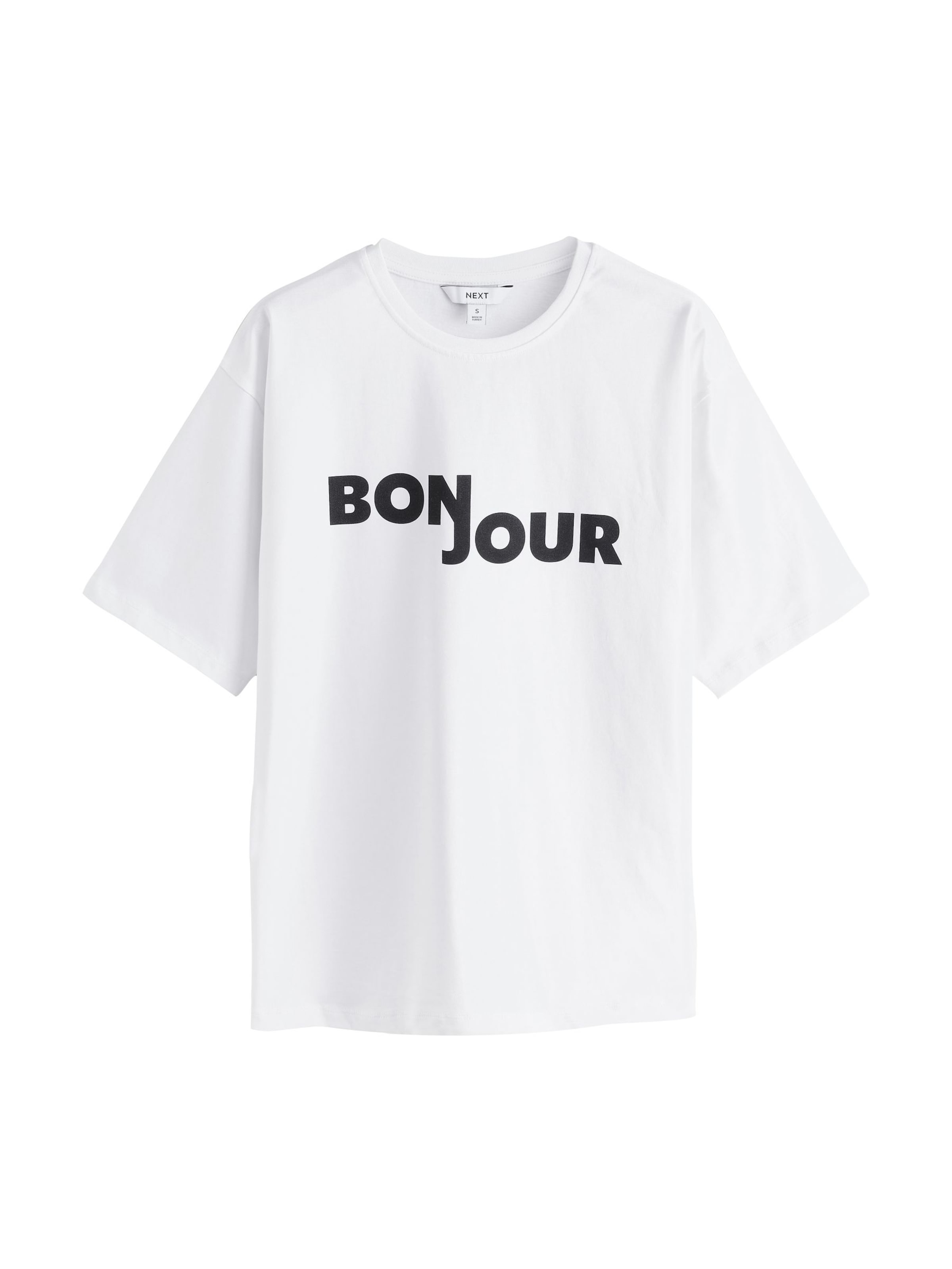 Next Oversized tričko 'Bonjour' – bílá: přední strana