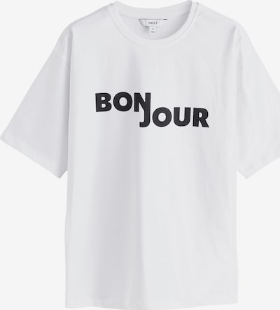 Next Široka majica 'Bonjour' u crna / bijela, Pregled proizvoda