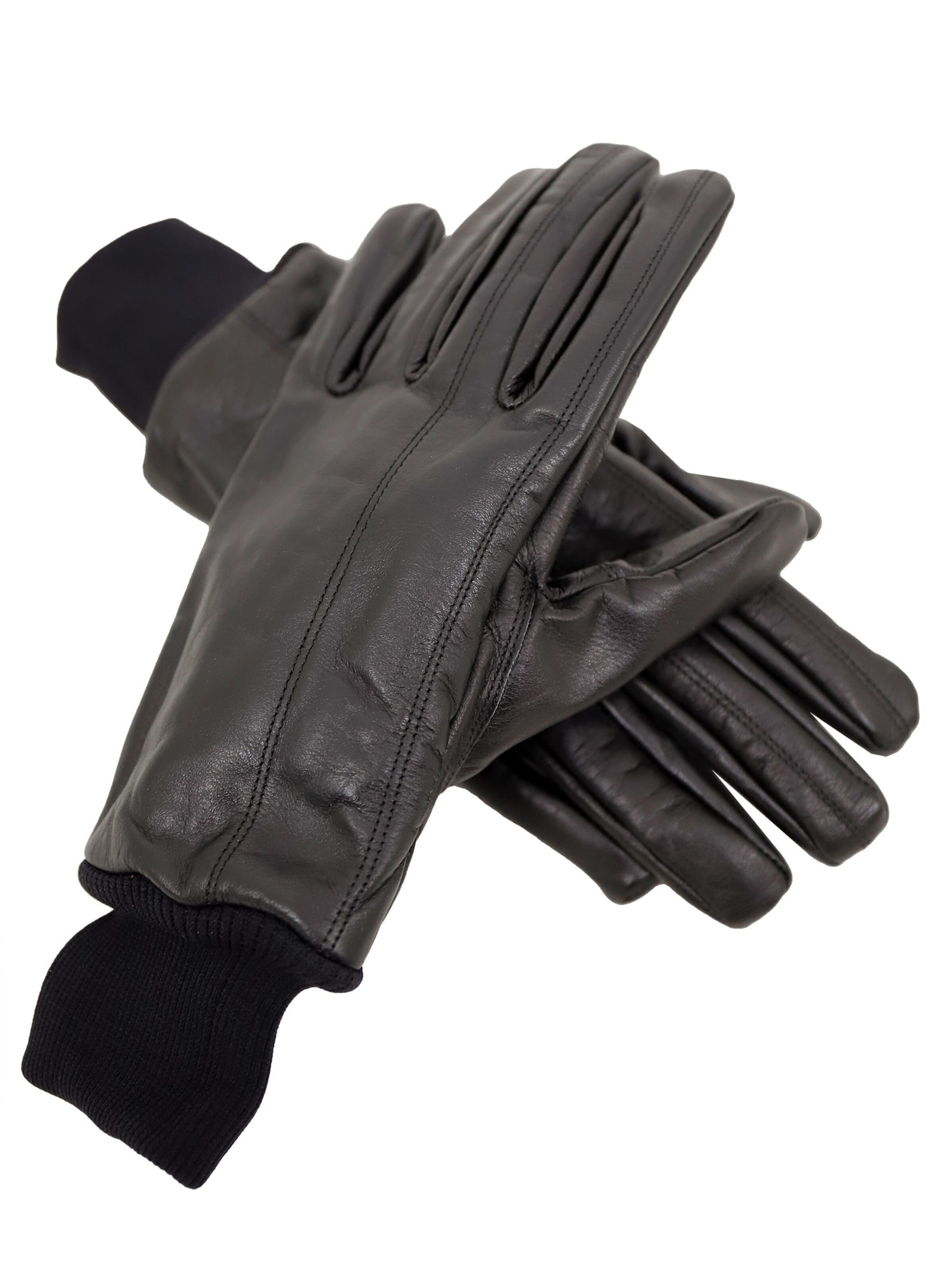 Lederjacken24 Full finger gloves in Black