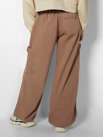 Bershka Wide Leg Hose in Braun