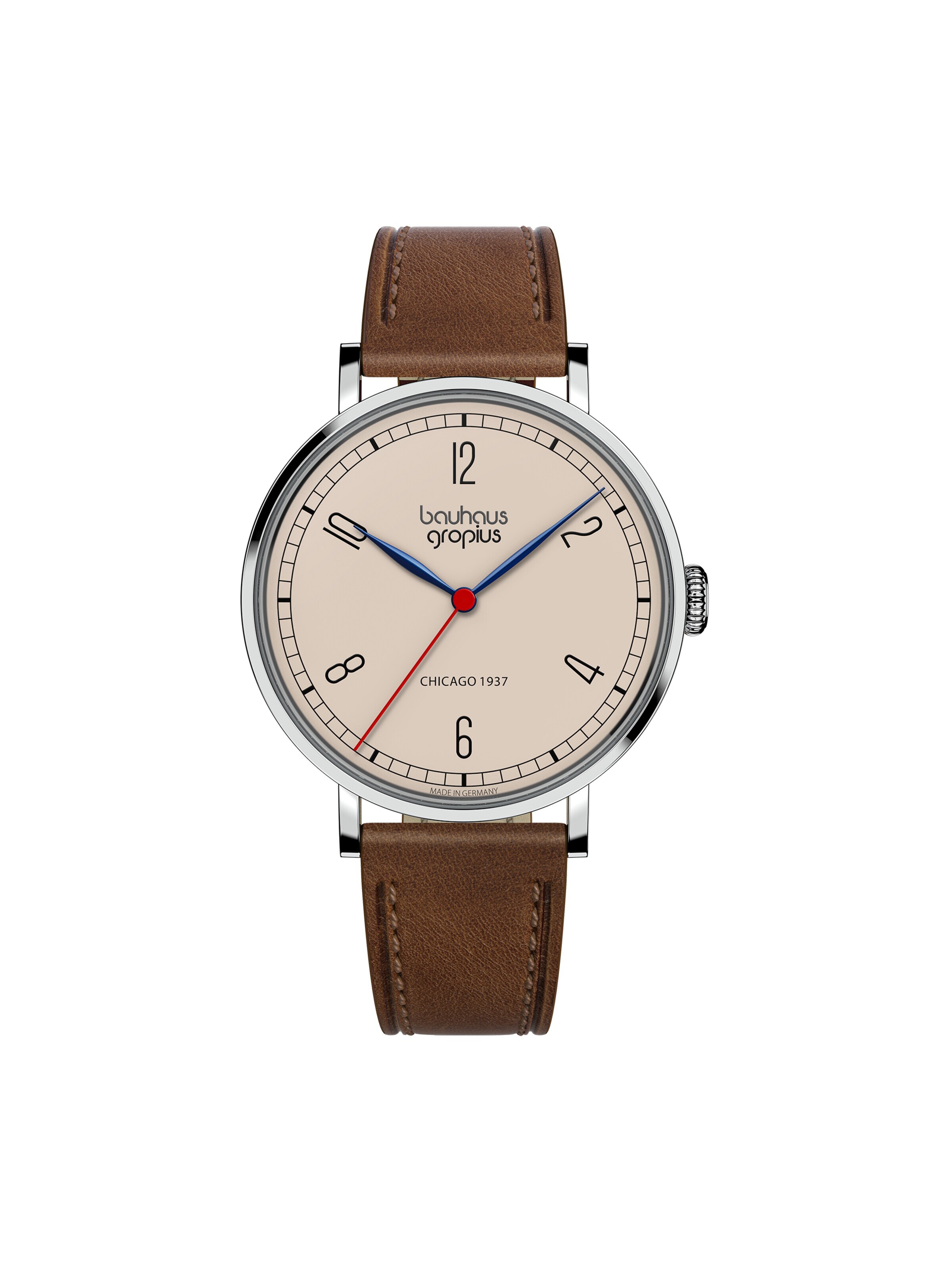 WALTER GROPIUS Analoguhr 'CHICAGO'‌‌‌‌‌‌ in Beige: Vorderseite