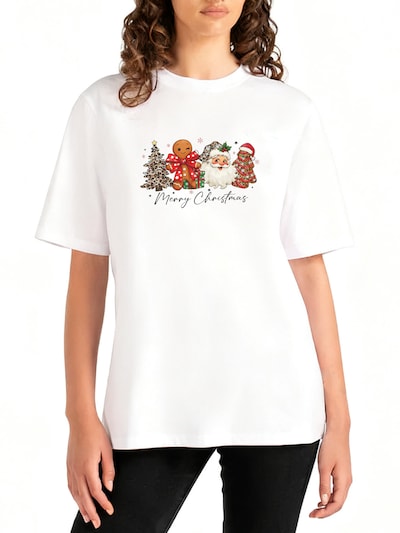 GORHEY Shirt 'Women's Festival Christmas Print Shirt, Short-Sleeve Loose Fit'‌ in weiß, Produktansicht