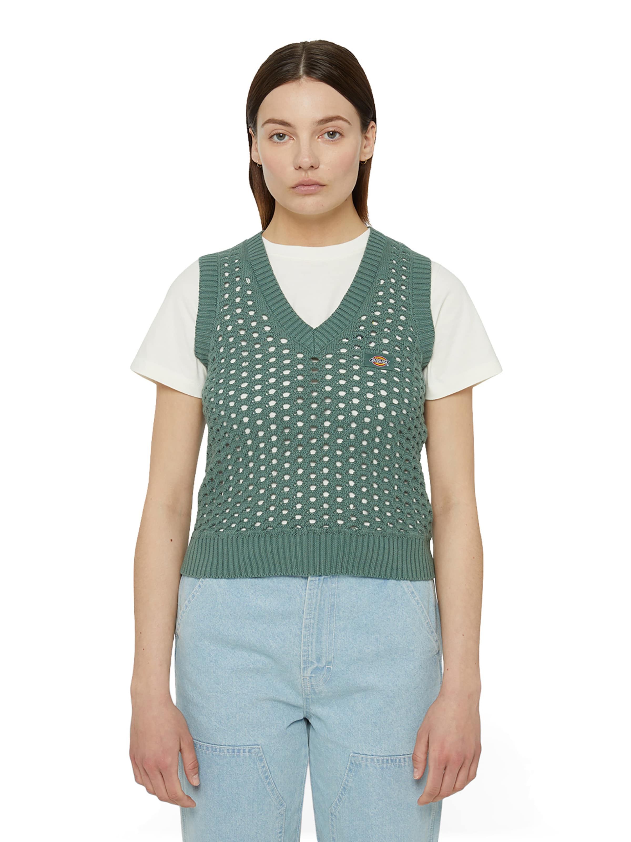 DICKIES Strickweste 'MAPLETON' in Grün: Vorderseite