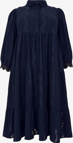 Yoek Shirt Dress in Blue: front