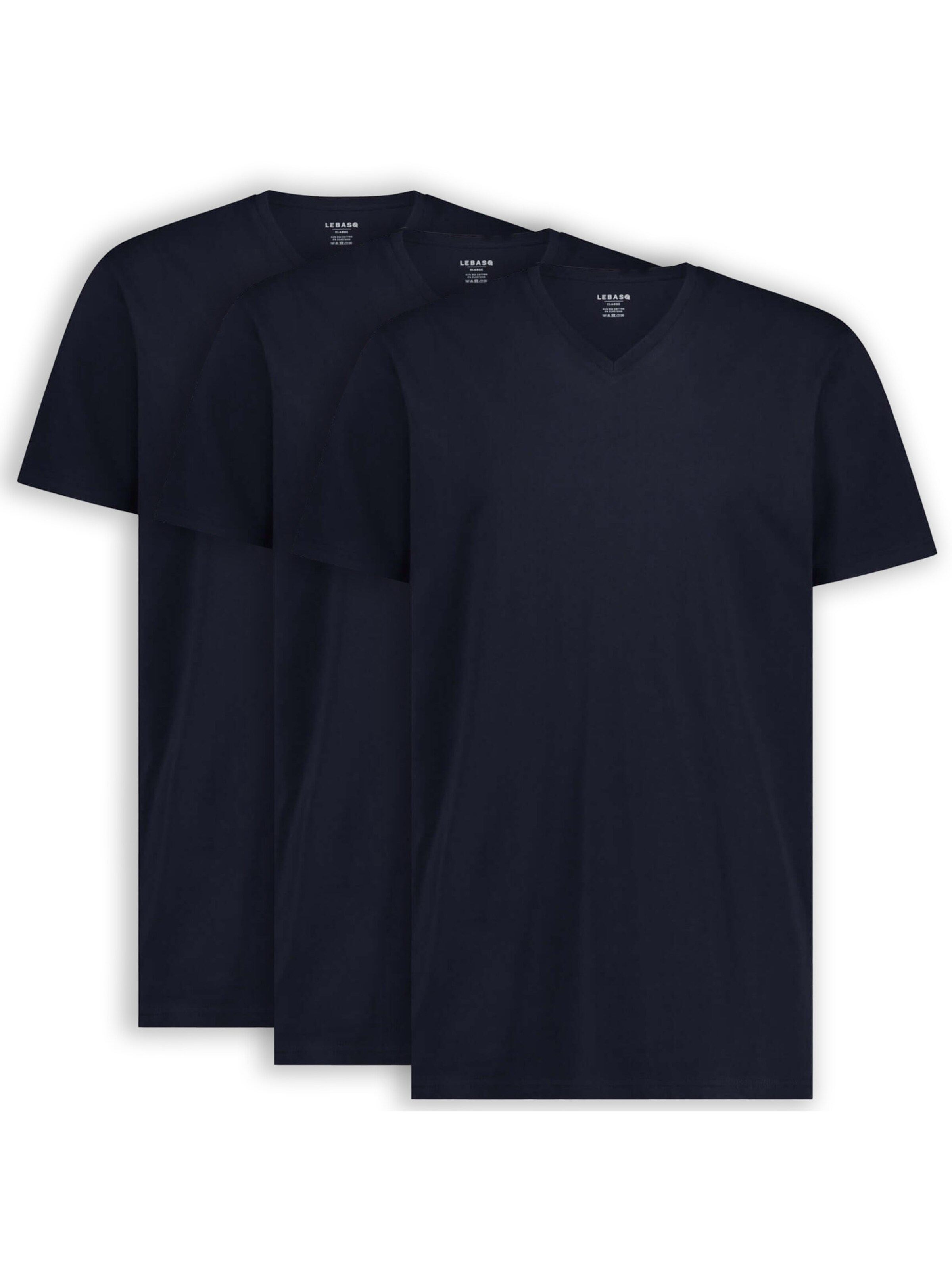 LEBASQ Shirt 'Davis V Neck Long Fit' in Blauw: voorkant