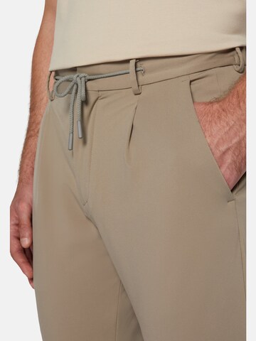 Boggi Milano Slim fit Pleat-Front Pants 'B-Tech' in Brown