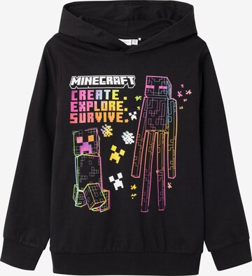 NAME IT Sweatshirt 'Jiz Minecraft' in Zwart: voorkant