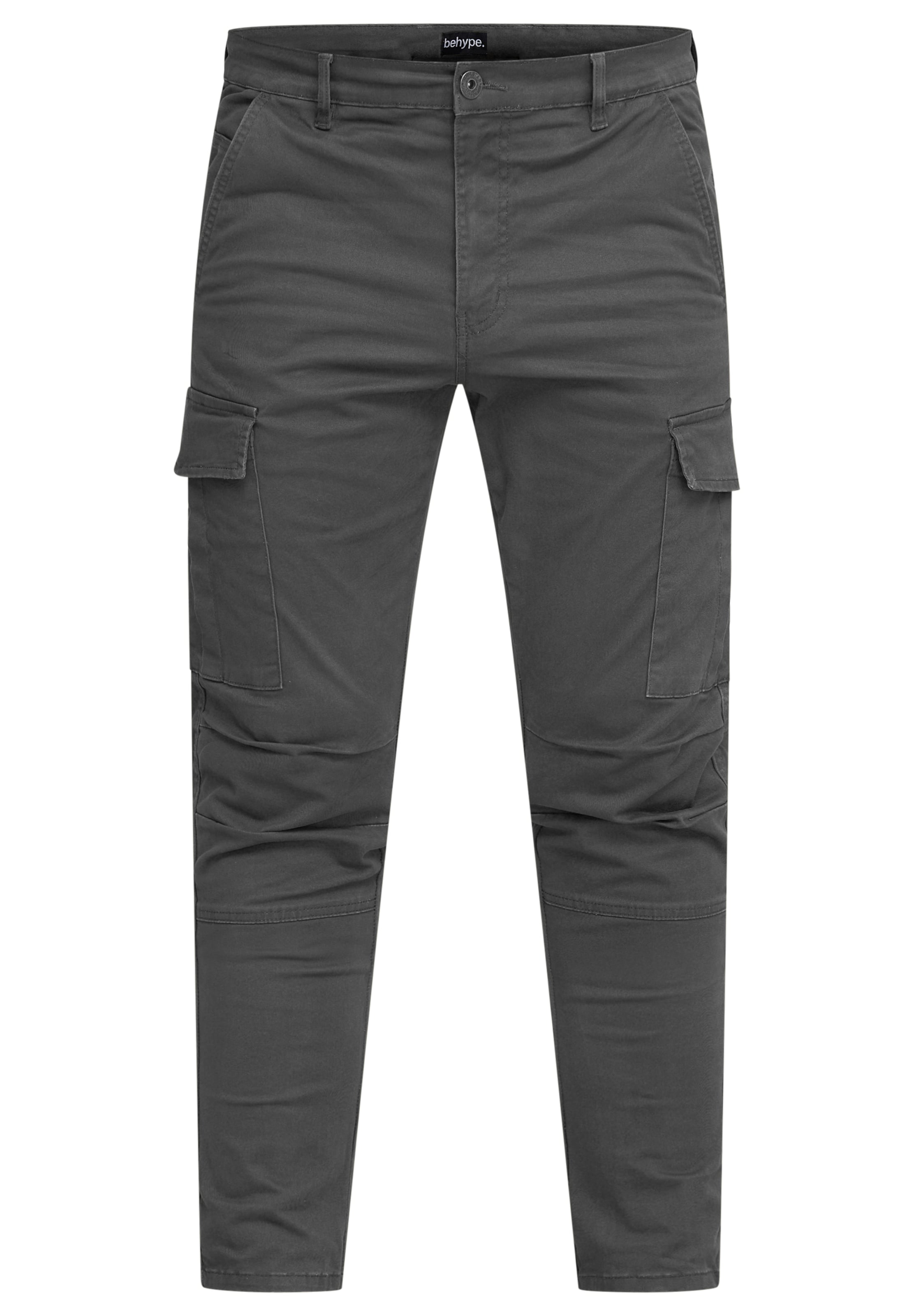 behype Regular Cargohose 'BHAZUNA' in Grau: Vorderseite