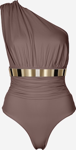 SEA ME SWIM Badeanzug 'MONACO Gold Edition' in Braun: Vorderseite