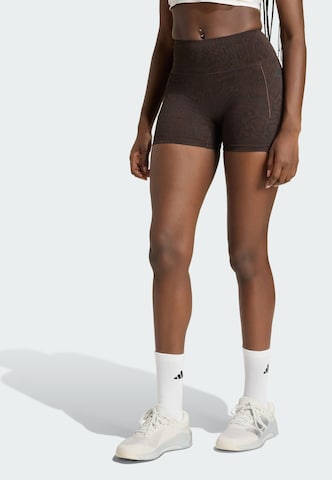 ADIDAS PERFORMANCE - Skinny Pantalón deportivo 'Optimé' en marrón: frente