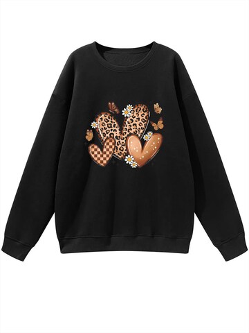 GORHEY Sweatshirt 'Women's Fleece Pullover, Sweatshirt with  Leopard Heart Print, Long Sleeve, Loose Fit'‌‌‌‌‌‌‌ in Schwarz
