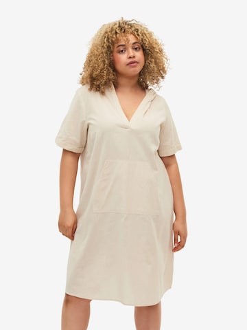 Zizzi Kleid 'Vflex' in Beige: predná strana