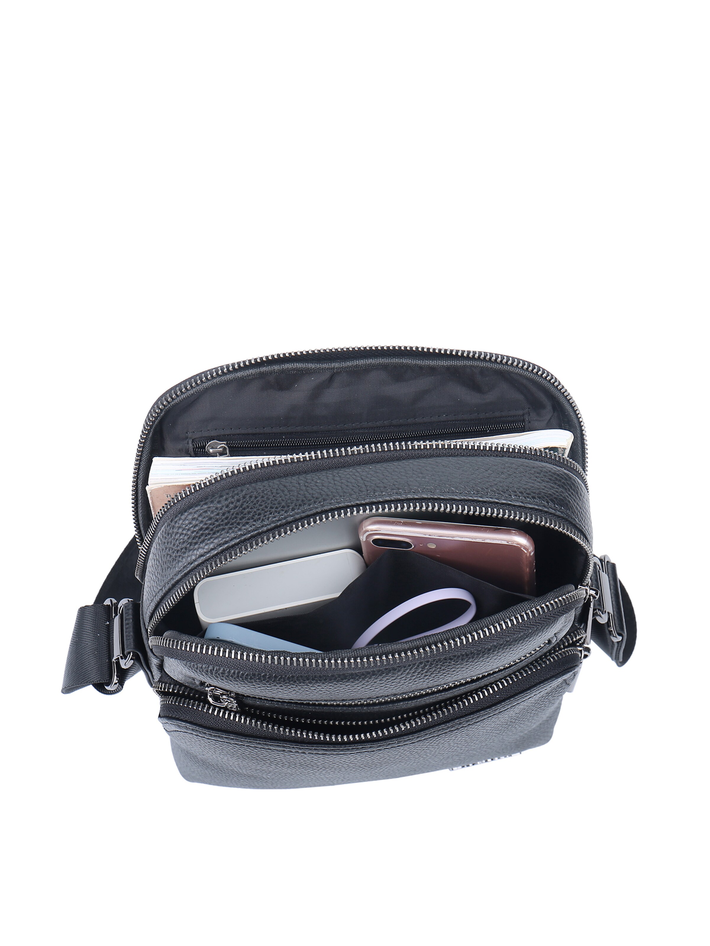 Borsa a tracolla 'Borsa a Tracolla Uomo Vera Pelle - Chiusura Zip B Cavalli' di B. Cavalli in nero