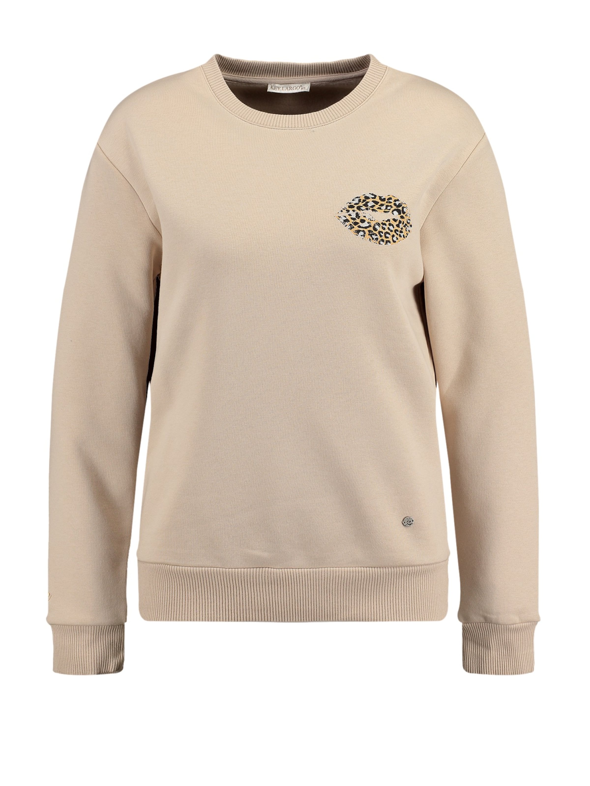 Key Largo Sweatshirt 'KISS' in Beige: voorkant