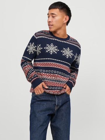 JACK & JONES Trui 'SNOWBALL' in Blauw: voorkant