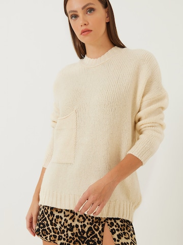 Pull-over Bianco Lucci en beige : devant