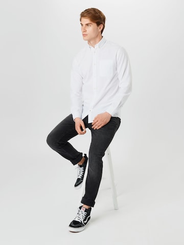 Coupe slim Chemise 'Oxford' JACK & JONES en blanc