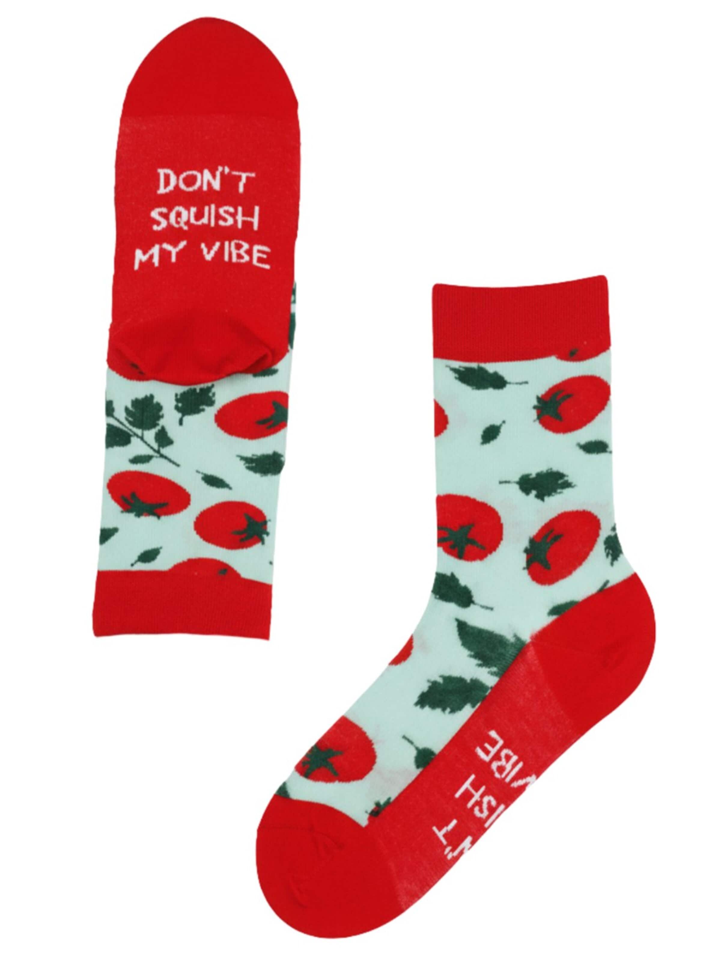 Sokisahtel Sokker 'TOMATOES cotton socks with a message' i blandingsfarvet: forside