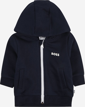 BOSS Kidswear - Sudadera con cremallera en azul: frente