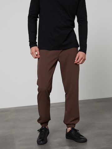 DAN FOX APPAREL Tapered Broek 'Maurice' in Bruin: voorkant