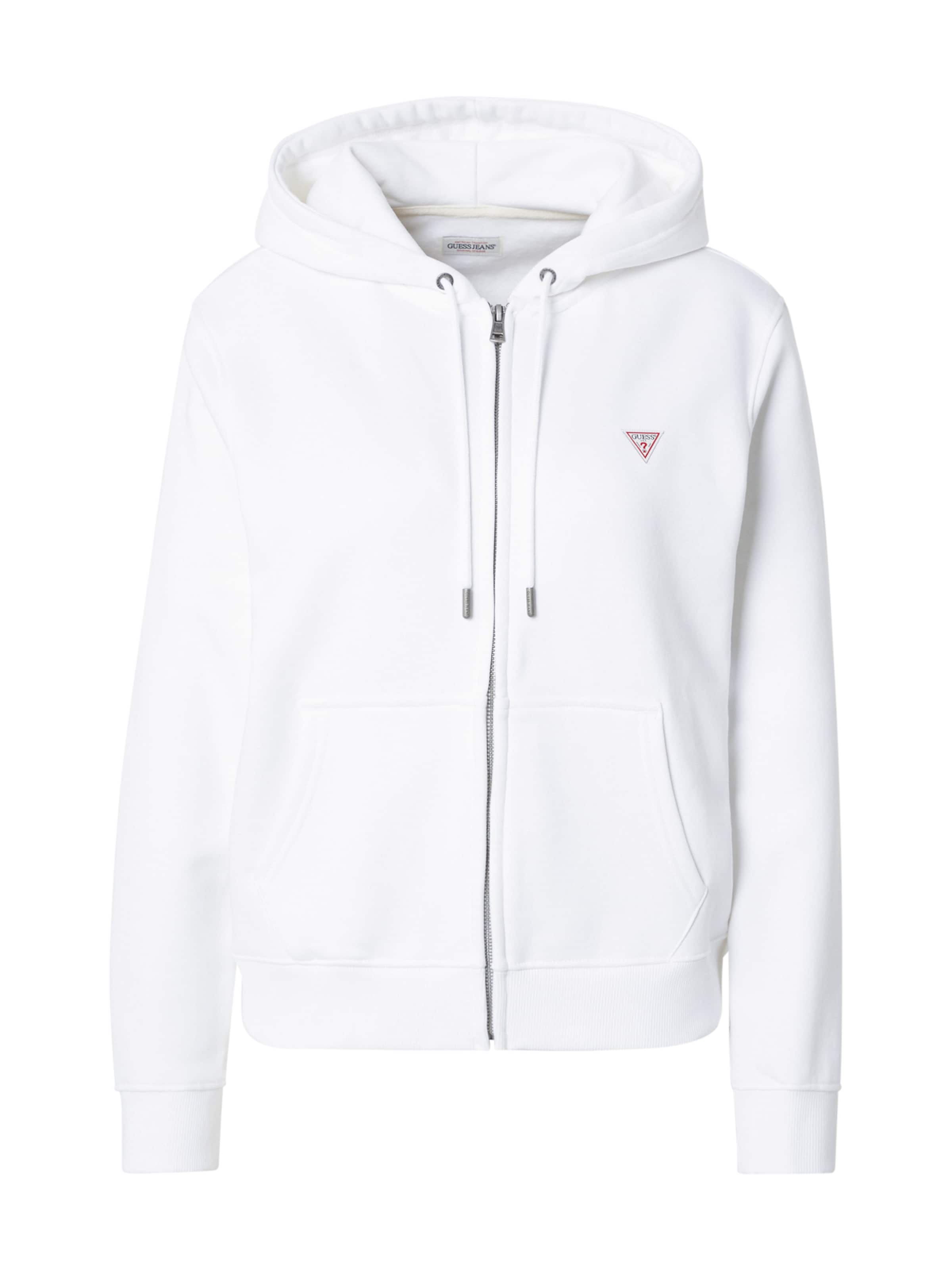 GUESS JEANS Ζακέτα φούτερ σε λευκό: μπροστά