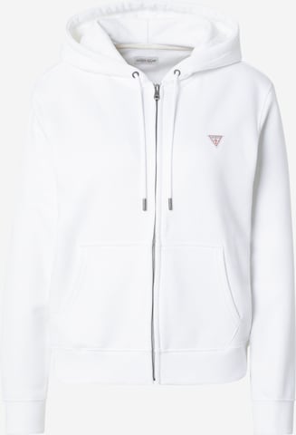 Veste de survêtement GUESS JEANS en blanc : devant