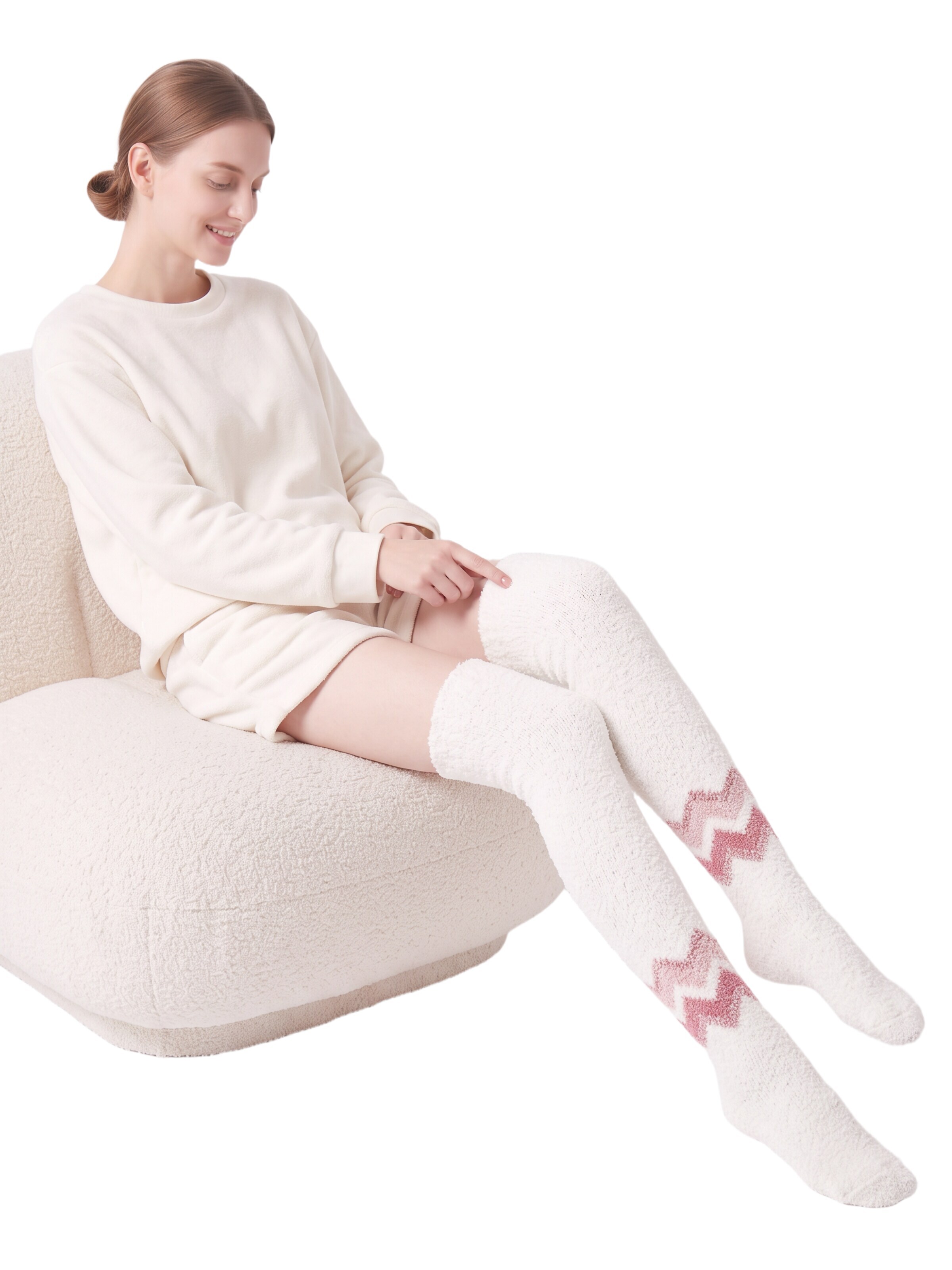 BONVERANO Over the Knee Socks in Brown