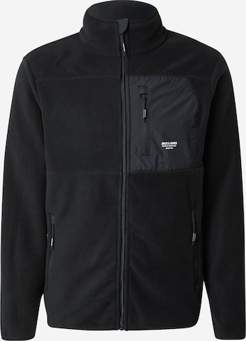 JACK & JONES Fleece Jacket 'JJTheo' in Black: front