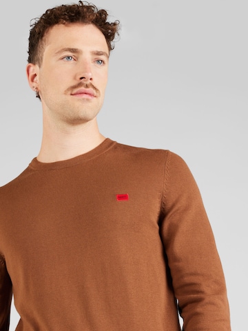 HUGO Red Sweater 'San Cassius' in Brown