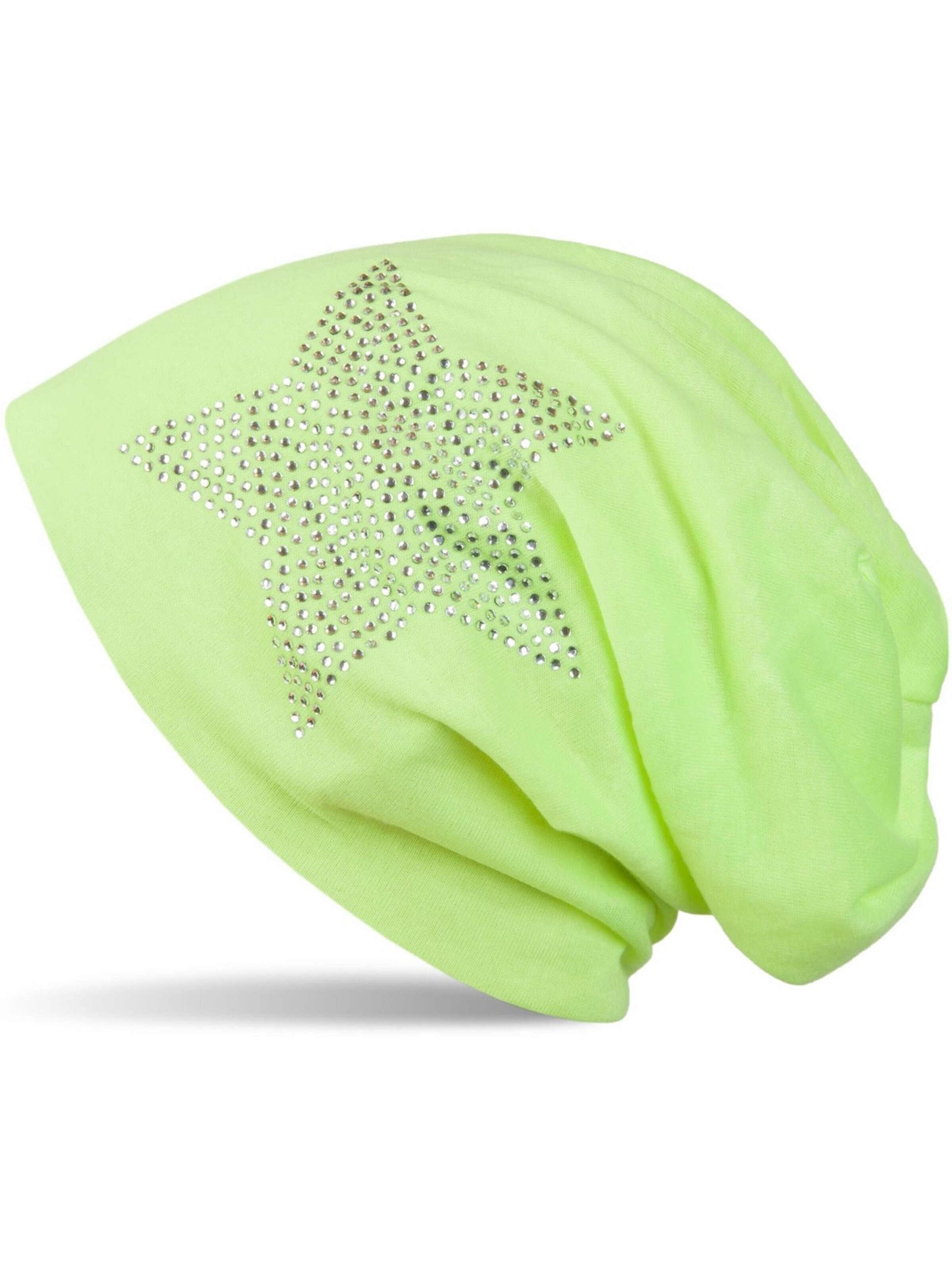 styleBREAKER Mütze 'Leichte Beanie mit Strass Stern'‌‌‌‌‌ in 54-64 in neongelb, Produktansicht