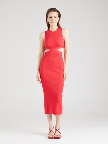 Bershka Gebreide jurk in Rood: voorkant