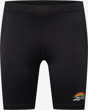 Skinny Pantaloni sport de la Reebok pe negru: față