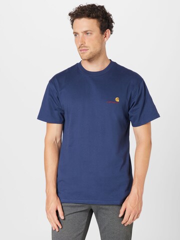 Tricou 'American Script' de la Carhartt WIP pe albastru: față