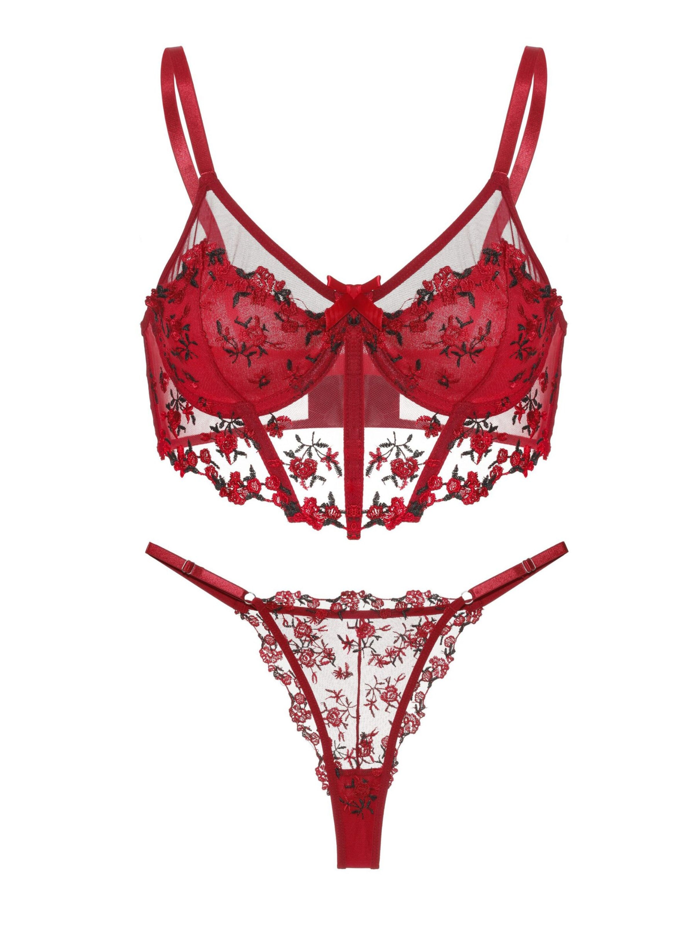 Orchibelle Underwear Sets in Red: front