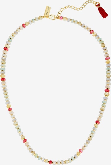 Yokoamii Kette in gold / hellgrün / rot / perlweiß, Produktansicht