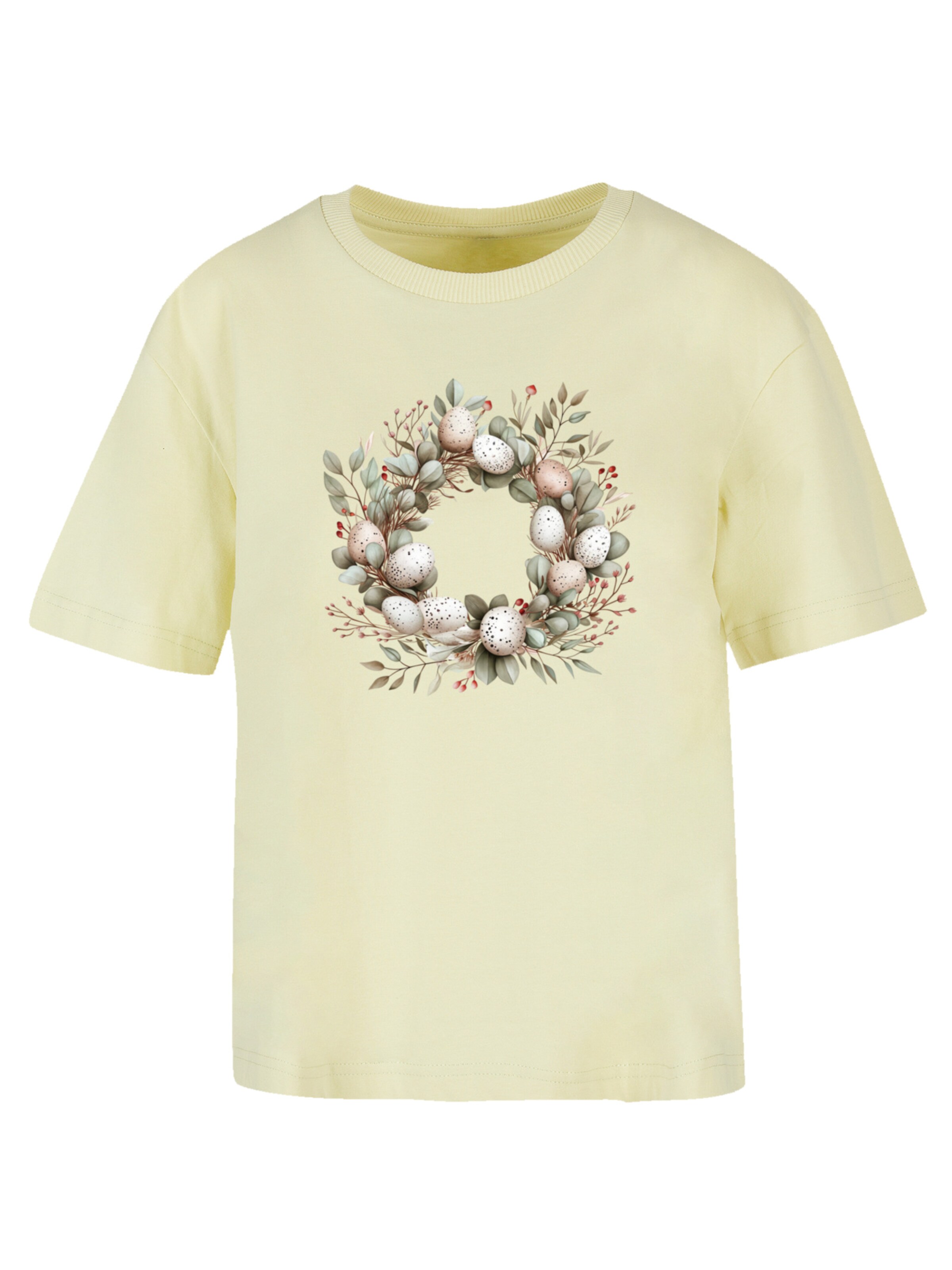 T-shirt 'Osterkranz Eierkranz Blumenring' F4NT4STIC en jaune : devant
