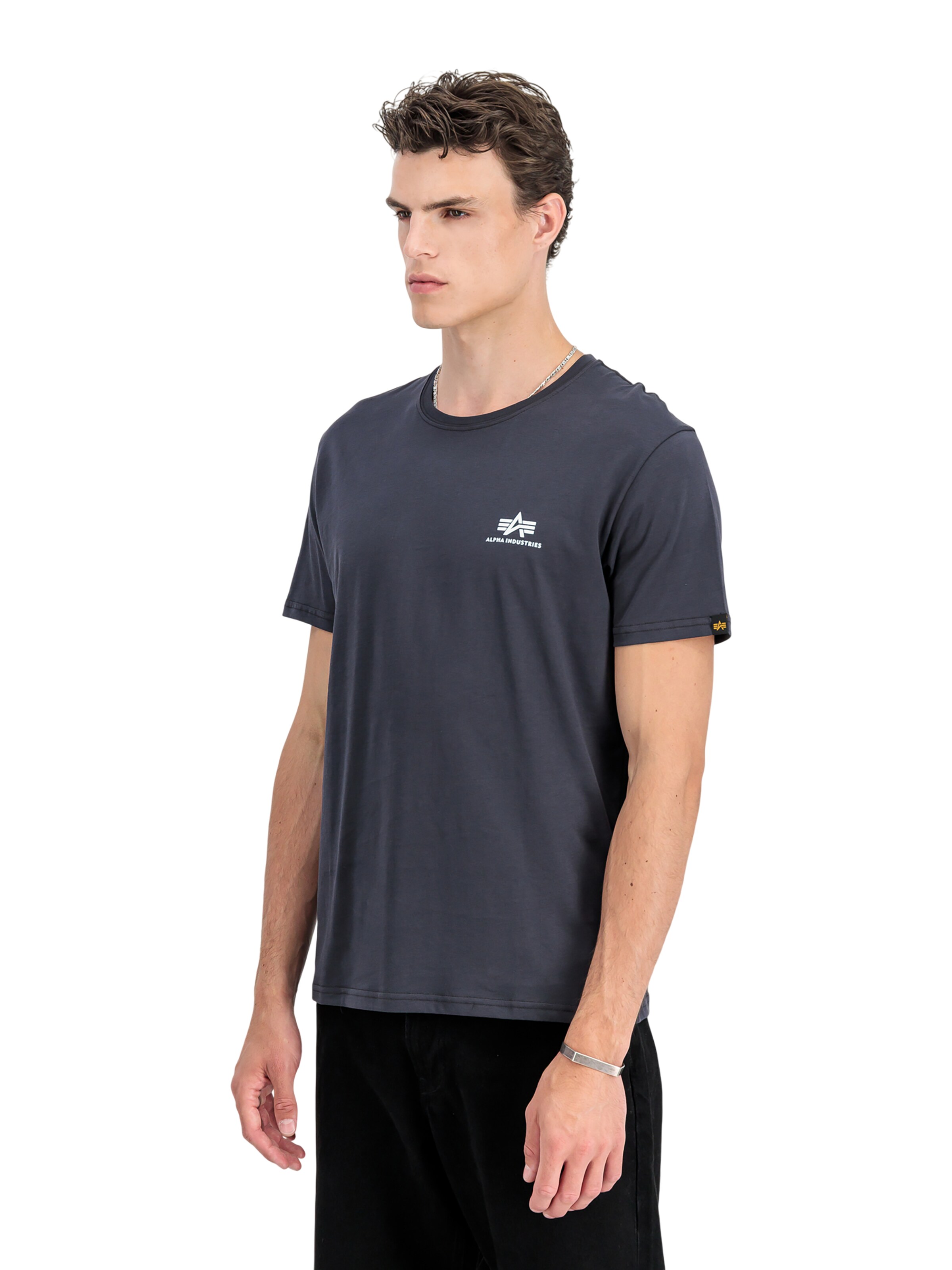 ALPHA INDUSTRIES Shirt 'Basic Small Logo'‌‌‌‌‌‌ in Blau