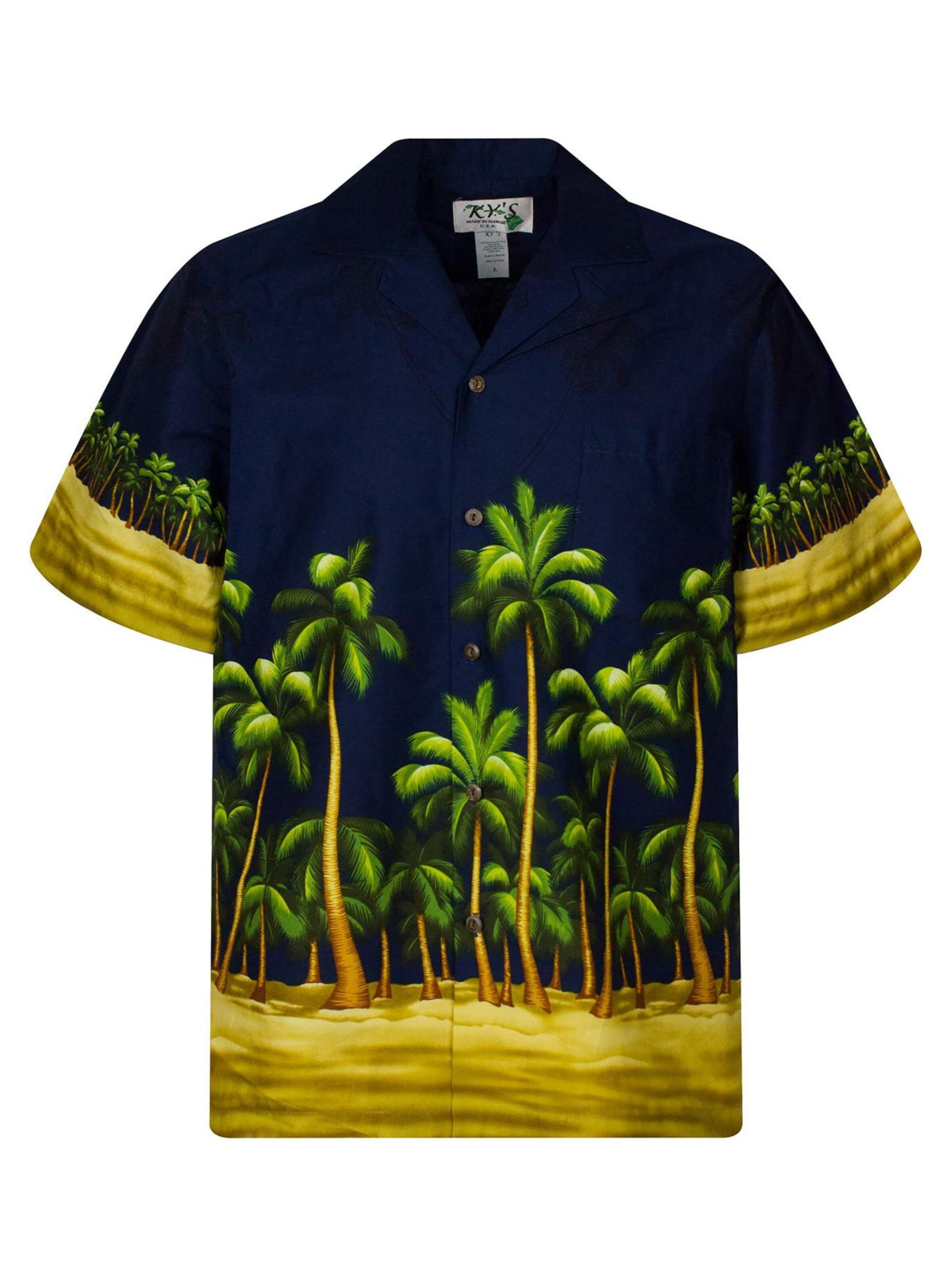 KY's Regular fit Button Up Shirt 'Grüner Palmenwald' in Blue: front