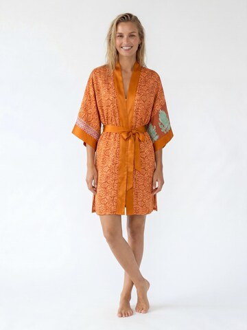 Shop Karey Kimono 'Saffron Midi Kimono' in Yellow: front