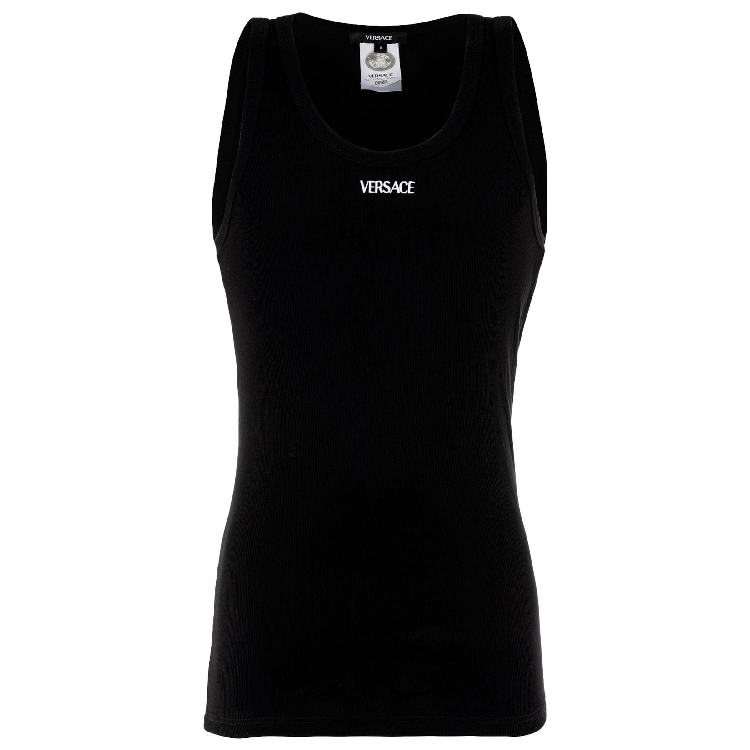 VERSACE - Camiseta térmica en negro: frente