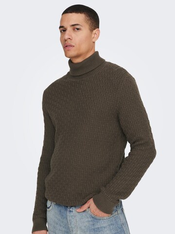 Only & Sons - Pullover 'Kay' em castanho