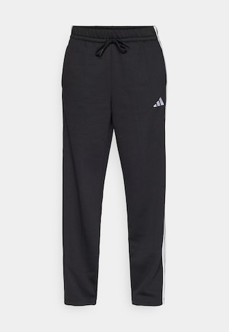 ADIDAS SPORTSWEAR Wide leg Sportbroek 'Essentials 3-Stripes Open Hem Fleece' in Zwart