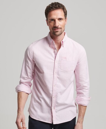 Superdry Regular fit Button Up Shirt in Pink: front