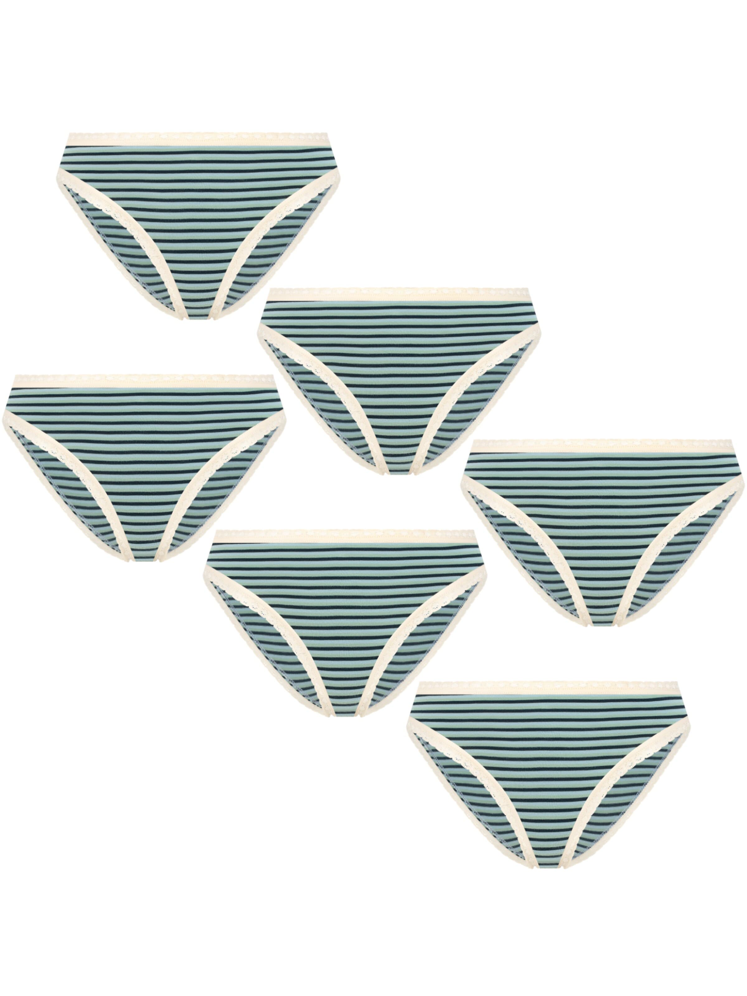 Albero Natur Panty 'Bio-Baumwoll-Slip mit Spitze – 6er Pack' in Blue: front